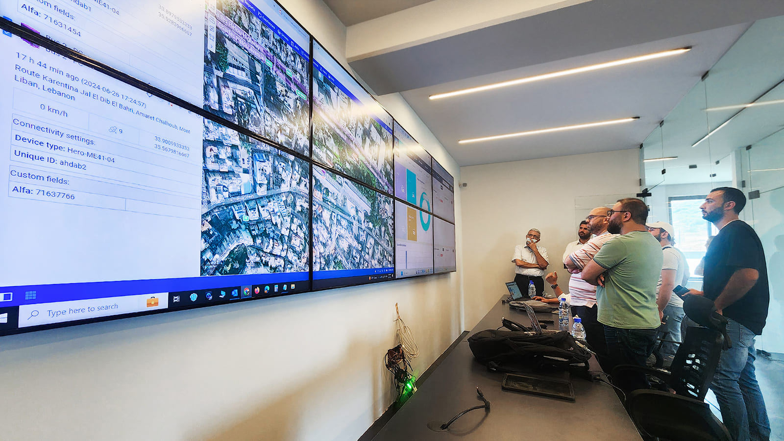 Real-time GPS fleet tracking dashboard monitored in a control room, supplied by Multiplex Systems Ghana